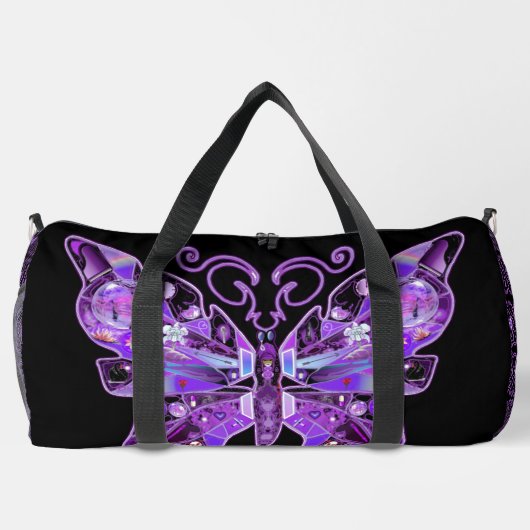 Lila Schmetterling 31 Duffle Bag (Rückseite)
