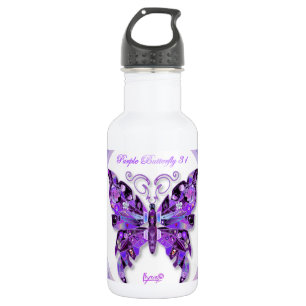 Lila Schmetterling 31 Edelstahlflasche
