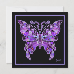 Lila Schmetterling 31 Flache Grußkarte Karte