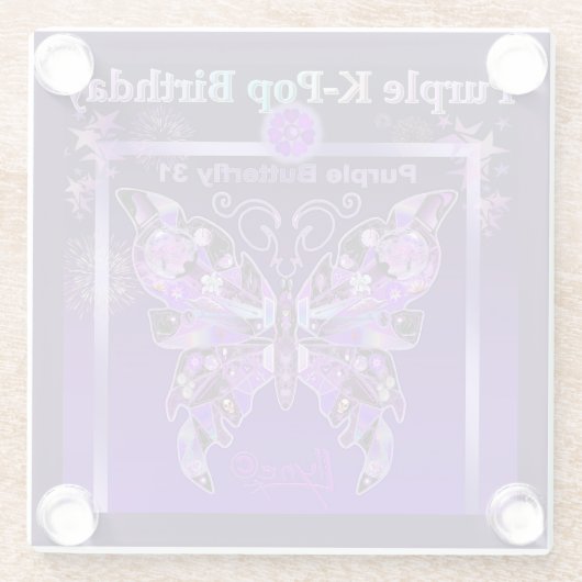 Lila Schmetterling 31 Glasuntersetzer (Rückseite)