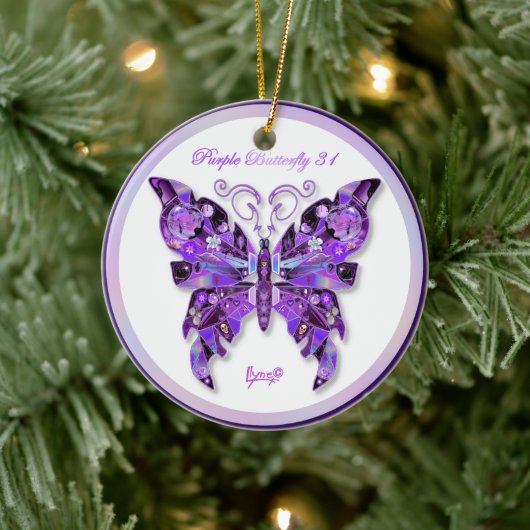 Lila Schmetterling 31 Keramik Ornament (Baum)