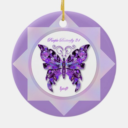 Lila Schmetterling 31 Keramik Ornament (Hinten)