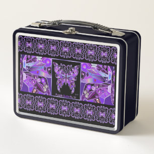 Lila Schmetterling 31 Metal Lunch Box