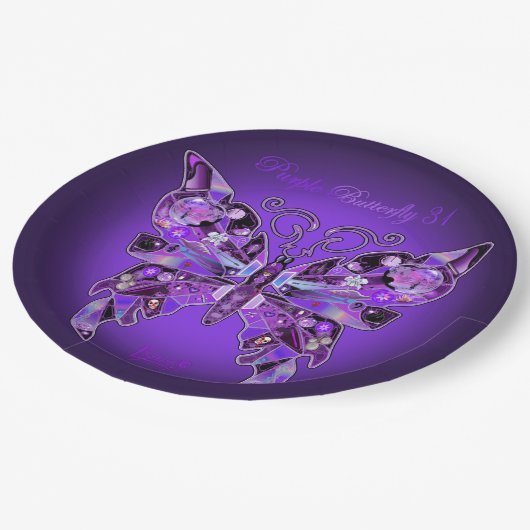 Lila Schmetterling 31 Papier-Teller Pappteller (Schrägansicht)