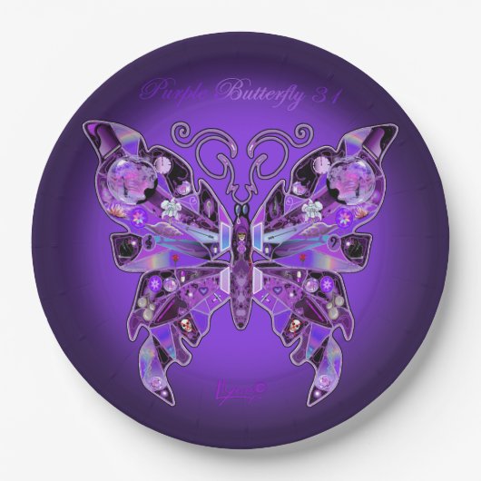Lila Schmetterling 31 Papier-Teller Pappteller (Vorderseite)