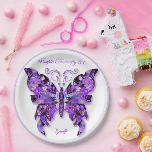 Lila Schmetterling 31 Papier-Teller Pappteller (Party)
