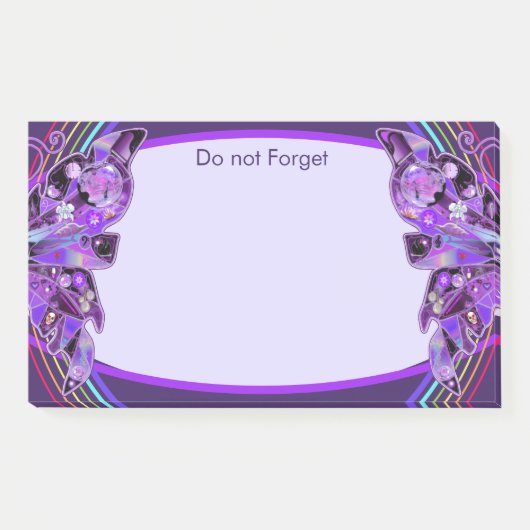 Lila Schmetterling 31 Post-it Klebezettel (Vorderseite)