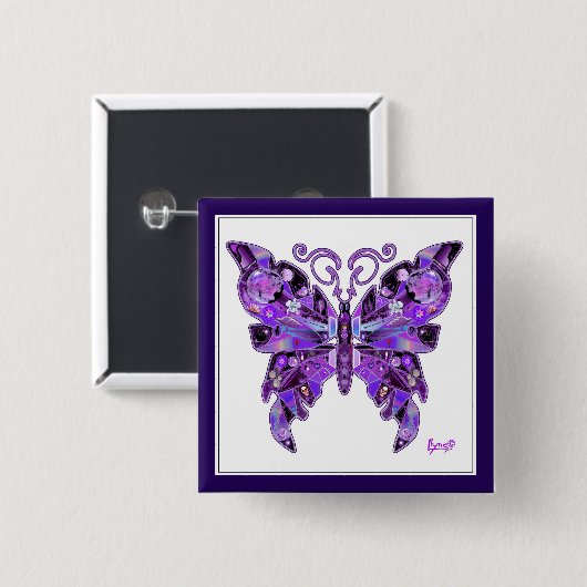 Lila Schmetterling 31 Schaltfläche Button (Vorne & Hinten)