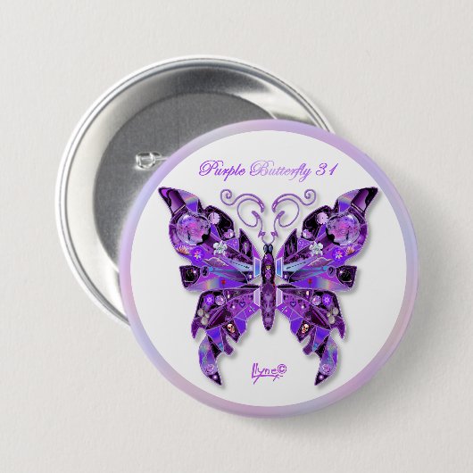 Lila Schmetterling 31 Schaltfläche Button (Vorne & Hinten)