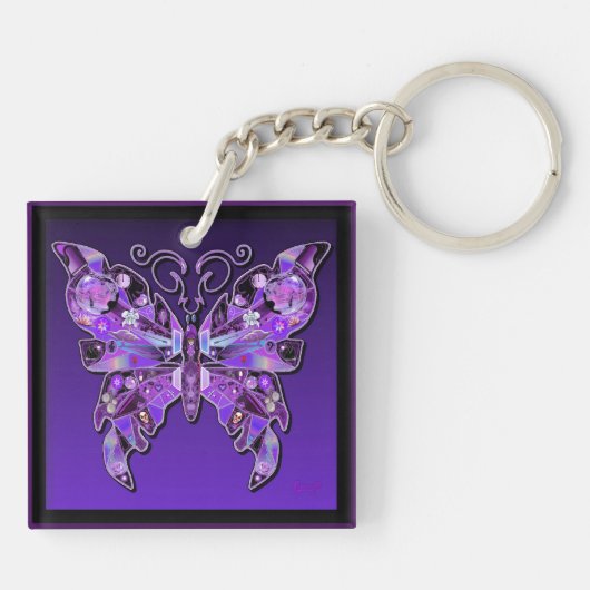 Lila Schmetterling 31 Schlüsselanhänger (Rückseite)