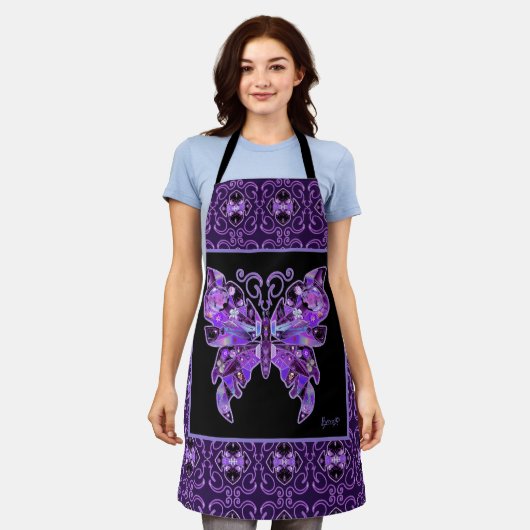 Lila Schmetterling 31 Schürze (Getragen)