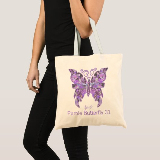 Lila Schmetterling 31 Tote Bag Tragetasche (Vorderseite (Produkt))
