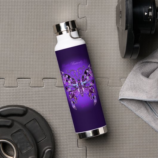Lila Schmetterling 31 Trinkflasche (Fitnessstudio (gedreht))