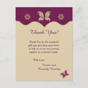 Lila Schmetterling 4x5 Flat Wedding Danke Karte