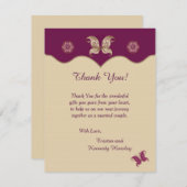 Lila Schmetterling 4x5 Flat Wedding Danke Karte (Vorne/Hinten)
