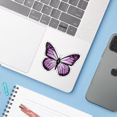 Lila Schmetterling Aufkleber (Laptop mit iPhone)