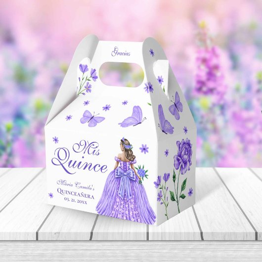 Lila Schmetterling aus Quinceñera und Rose Geschenkschachtel