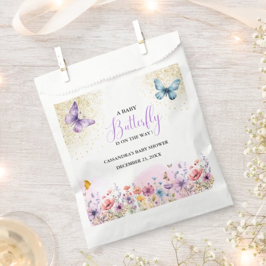 Lila Schmetterling Baby Dusche Geschenktütchen (Ausgeschnitten)