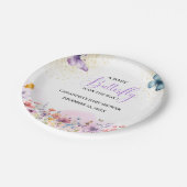 Lila Schmetterling Baby Dusche Pappteller (Schrägansicht)