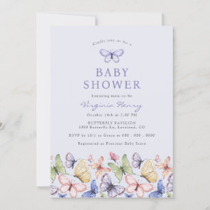 Lila Schmetterling Baby Shower Einladung