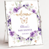 Lila Schmetterling Babydusche Begrüßungszeichen Poster