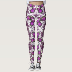 Lila Schmetterling Batik-Musterleggings Leggings