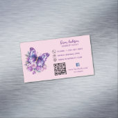 Lila Schmetterling Blume QR-Code Facebook Magnetische Visitenkarte (Beispiel)