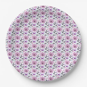 Lila Schmetterling Blumenmuster Süß Cottagecore Pappteller