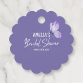 Lila Schmetterling-Brautparty Geschenkanhänger (Rückseite)