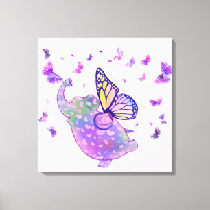 Lila Schmetterling Elefant Fliegender Leinwanddruc Leinwanddruck
