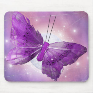 Lila Schmetterling Fantasie Mond Designs Mousepad