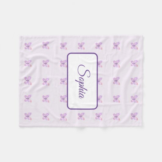 Lila Schmetterling Fleecedecke (Vorderseite (Horizontal))