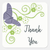 Lila Schmetterling Floral Danke Stickers (Vorderseite)