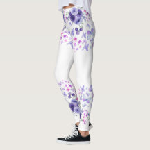 Lila Schmetterling Floral Wasserfarbe Leggings - S