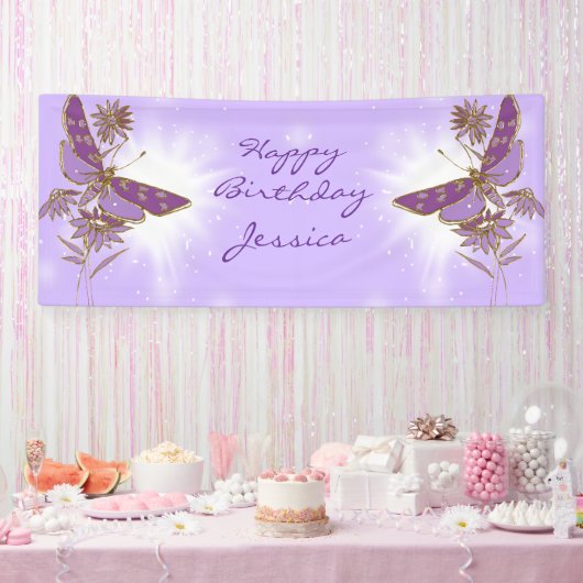 Lila Schmetterling Geburtstag Banner (Party)