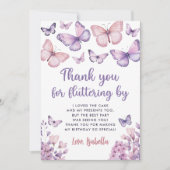Lila Schmetterling Geburtstag Dankeskarte (Vorderseite)