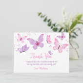Lila Schmetterling Geburtstag Dankeskarte (Stehend Vorderseite)