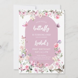 Lila Schmetterling Geburtstag Einladung