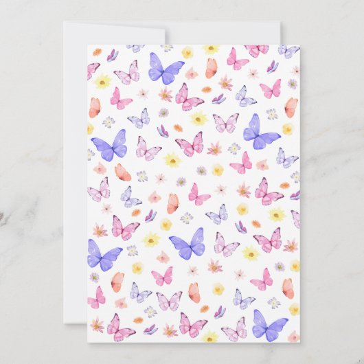 Lila Schmetterling Geburtstag Einladung (Rückseite)