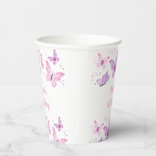 Lila Schmetterling Geburtstag Pappbecher (Rechts)