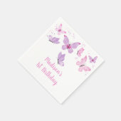 Lila Schmetterling Geburtstag Serviette (Ecke)
