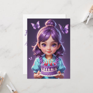 Lila Schmetterling Geburtstagseinladungen für Mädc Einladung