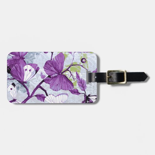 Lila Schmetterling Gepäckanhänger (Vorderseite horizontal)