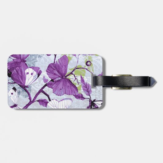Lila Schmetterling Gepäckanhänger (Rückseite horizontal)