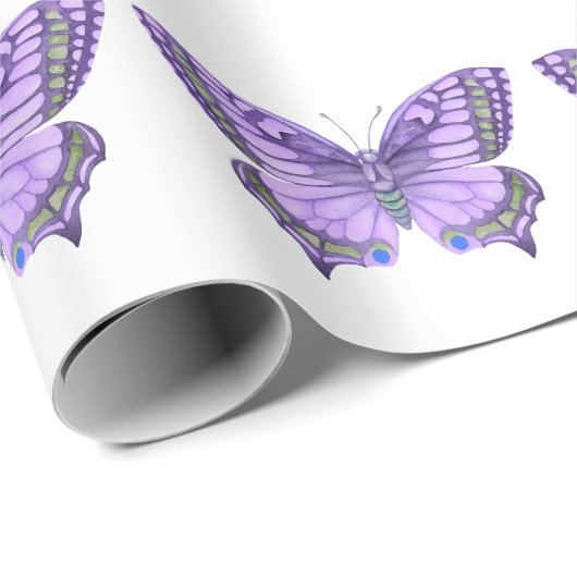 Lila Schmetterling Geschenkpapier (Rolleneckpunkt)
