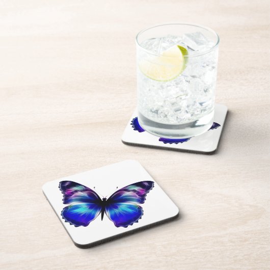 Lila Schmetterling Getränkeuntersetzer (Rechte Seite)