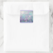 Lila Schmetterling, Glaube an deine Träume" Sticke Quadratischer Aufkleber (Tasche)