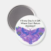 lila Schmetterling humorvoller Kühlschrankmagnet (Vorderseite/Rückseite)