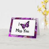 Lila Schmetterling | I Miss You Card Karte (Gelbe Blume)