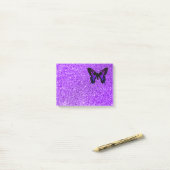 Lila Schmetterling im Glitzer Post-it Klebezettel (Auf Schreibtisch)